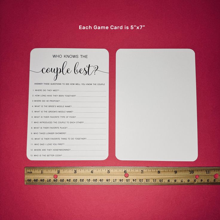 Who knows the Couple Best? Wedding Card Game