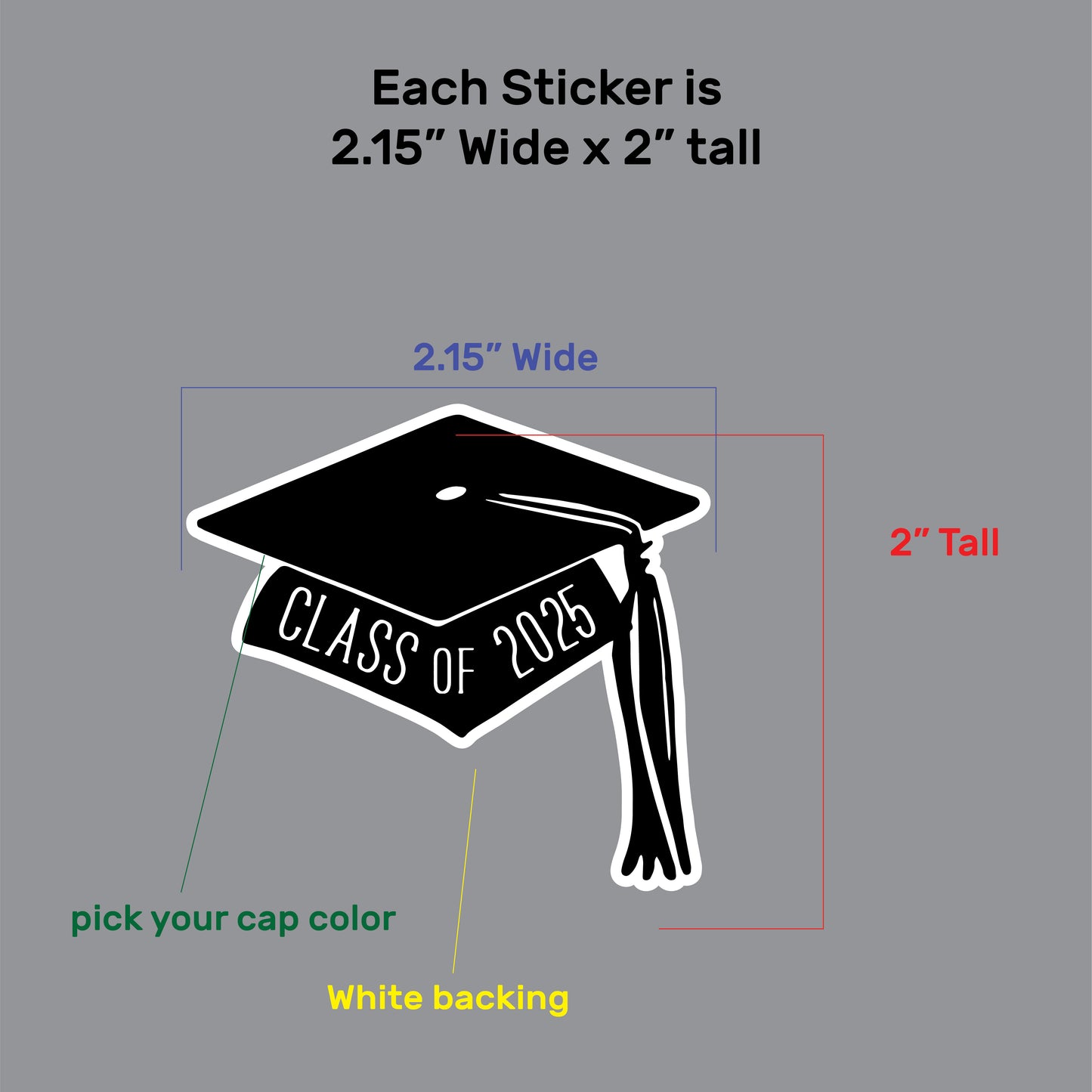 Class of 2025 Graduation Cap Stickers- Graduation Announcement Envelope Seals
