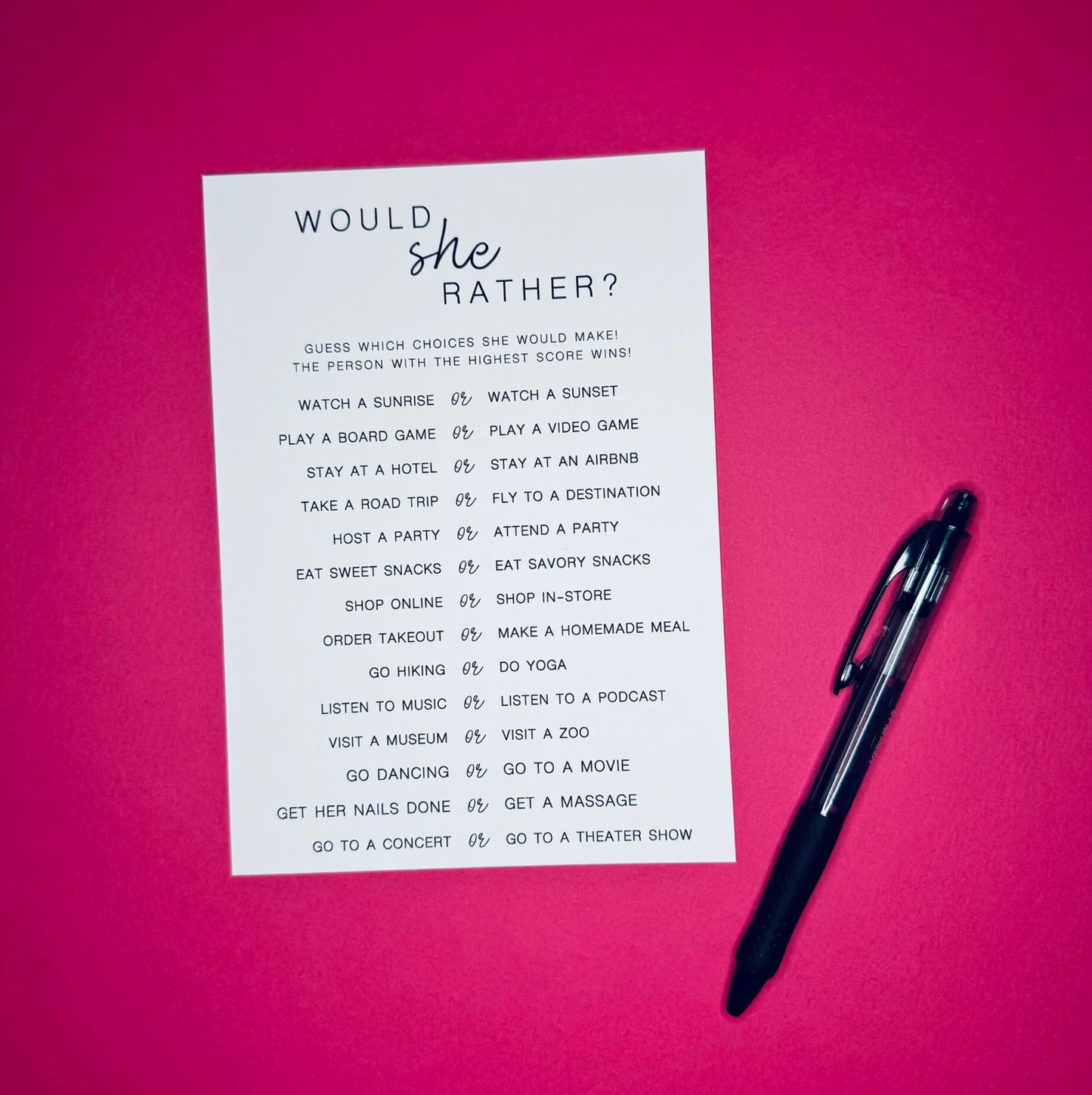 Would She Rather Card Game - Digital Download