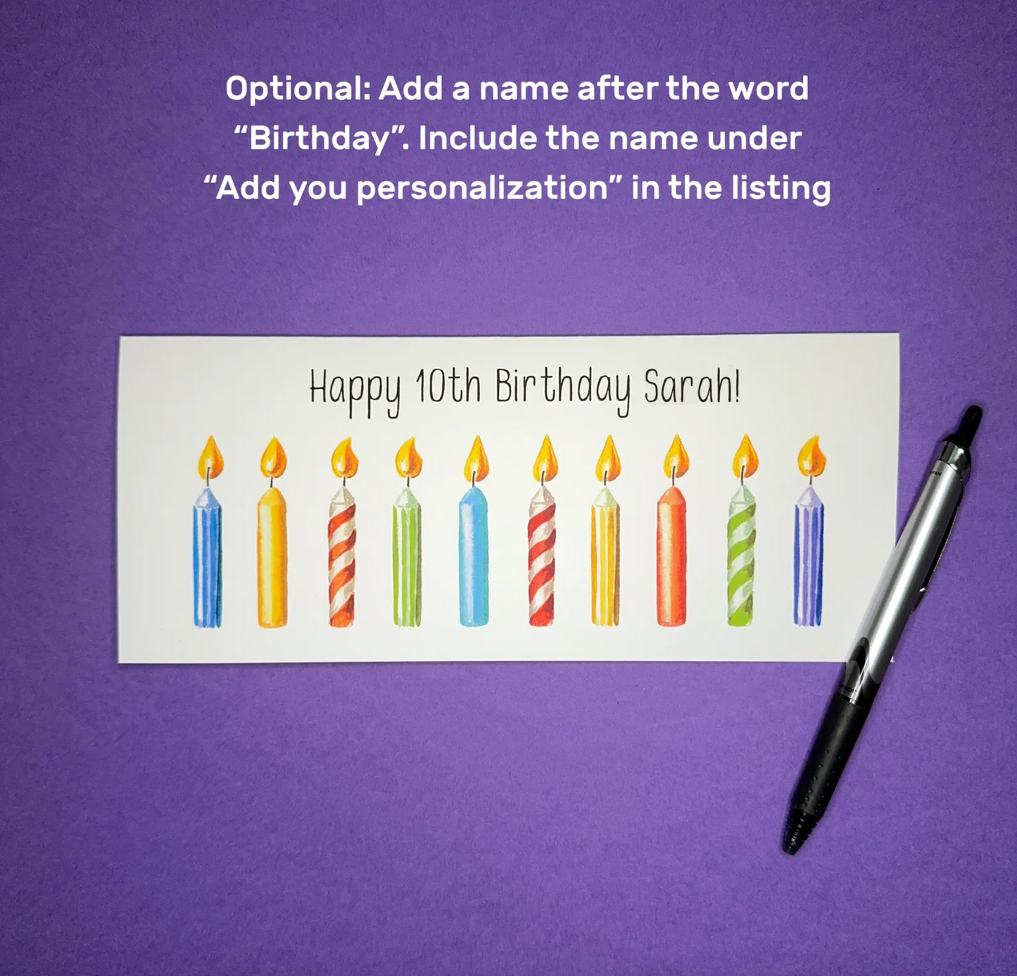 Happy 10th Birthday Card - Candle Card