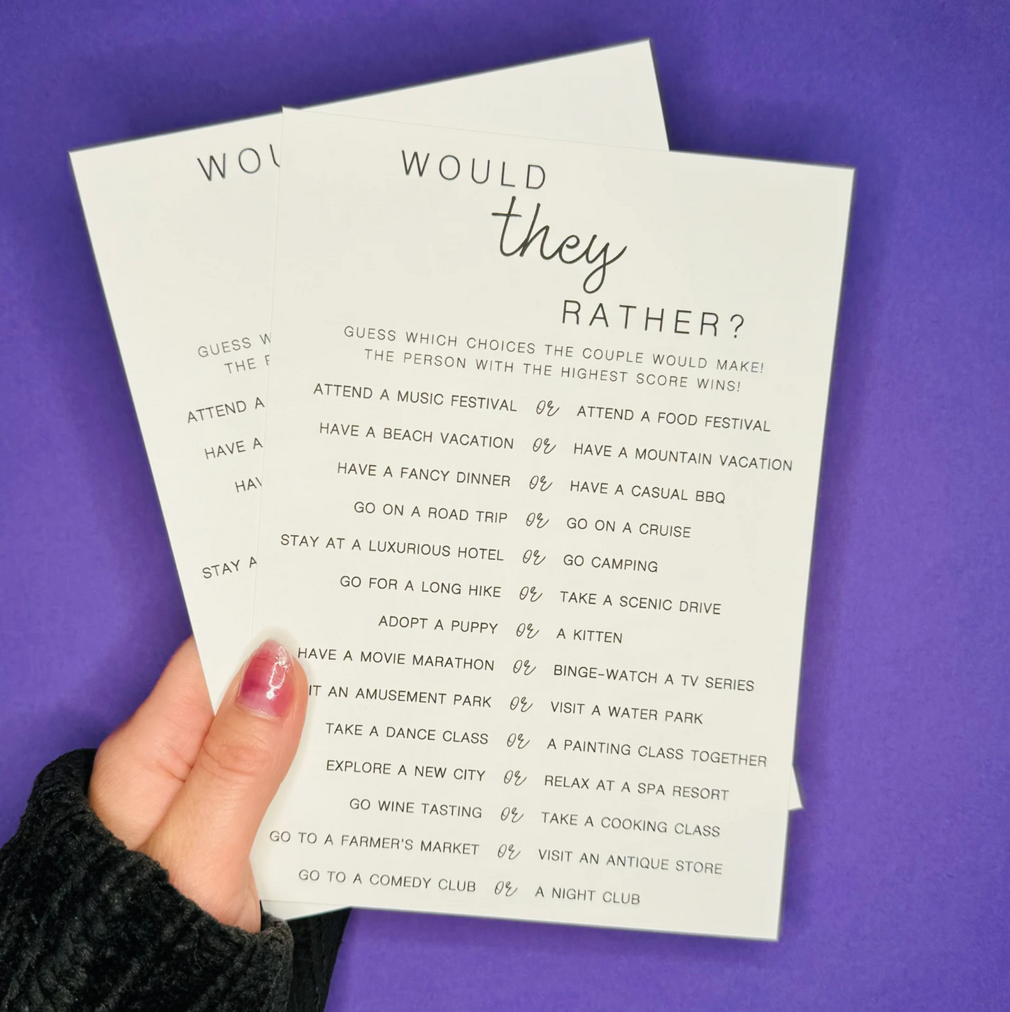 Would They Rather? Card Game