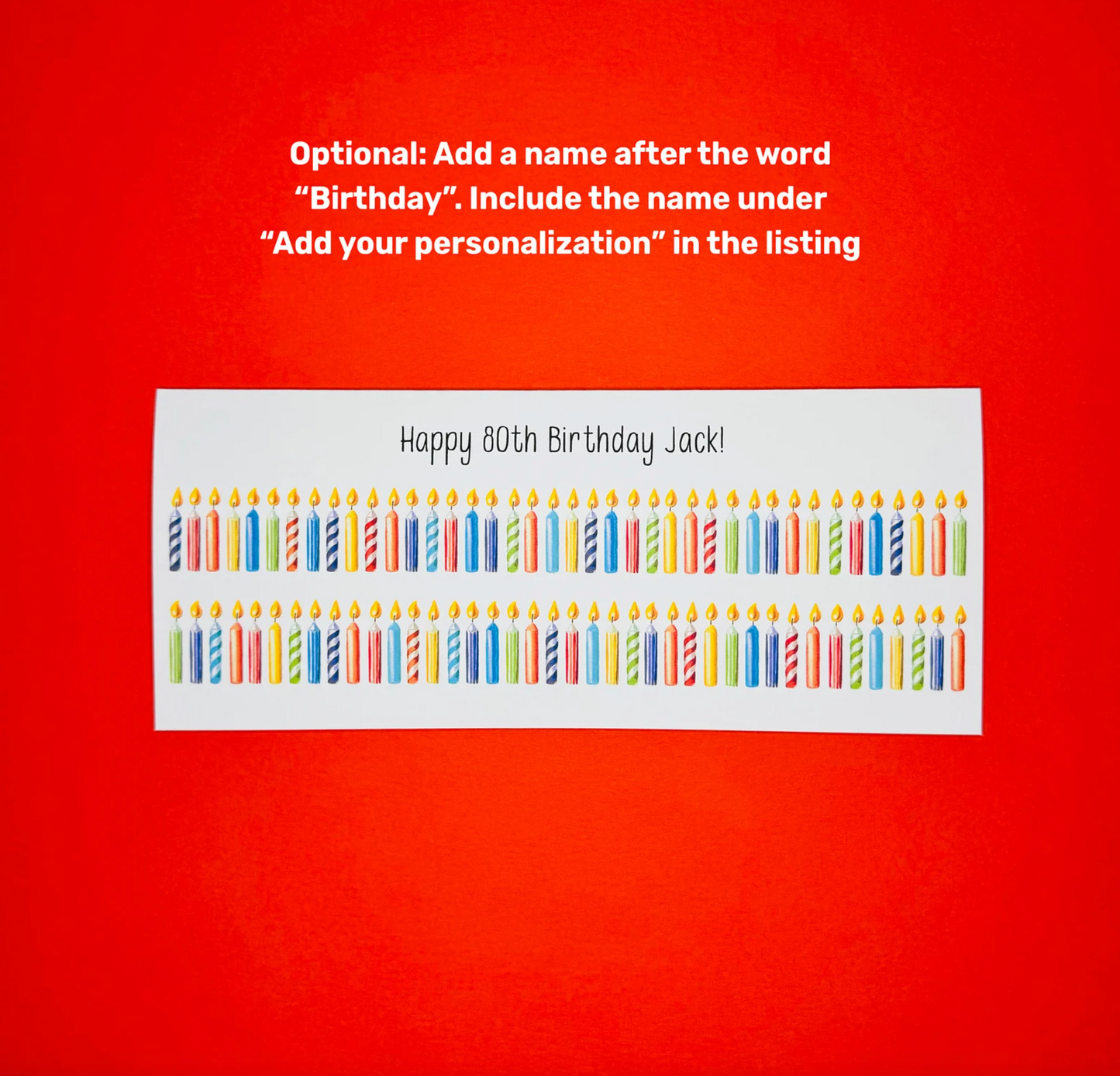 Happy 80th Birthday Card - Candle Card