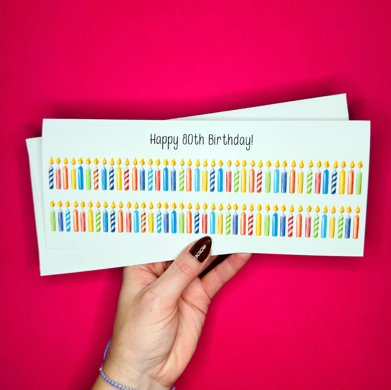 Happy 80th Birthday Card - Candle Card