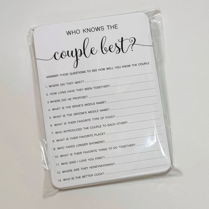 Who knows the Couple Best? Wedding Card Game