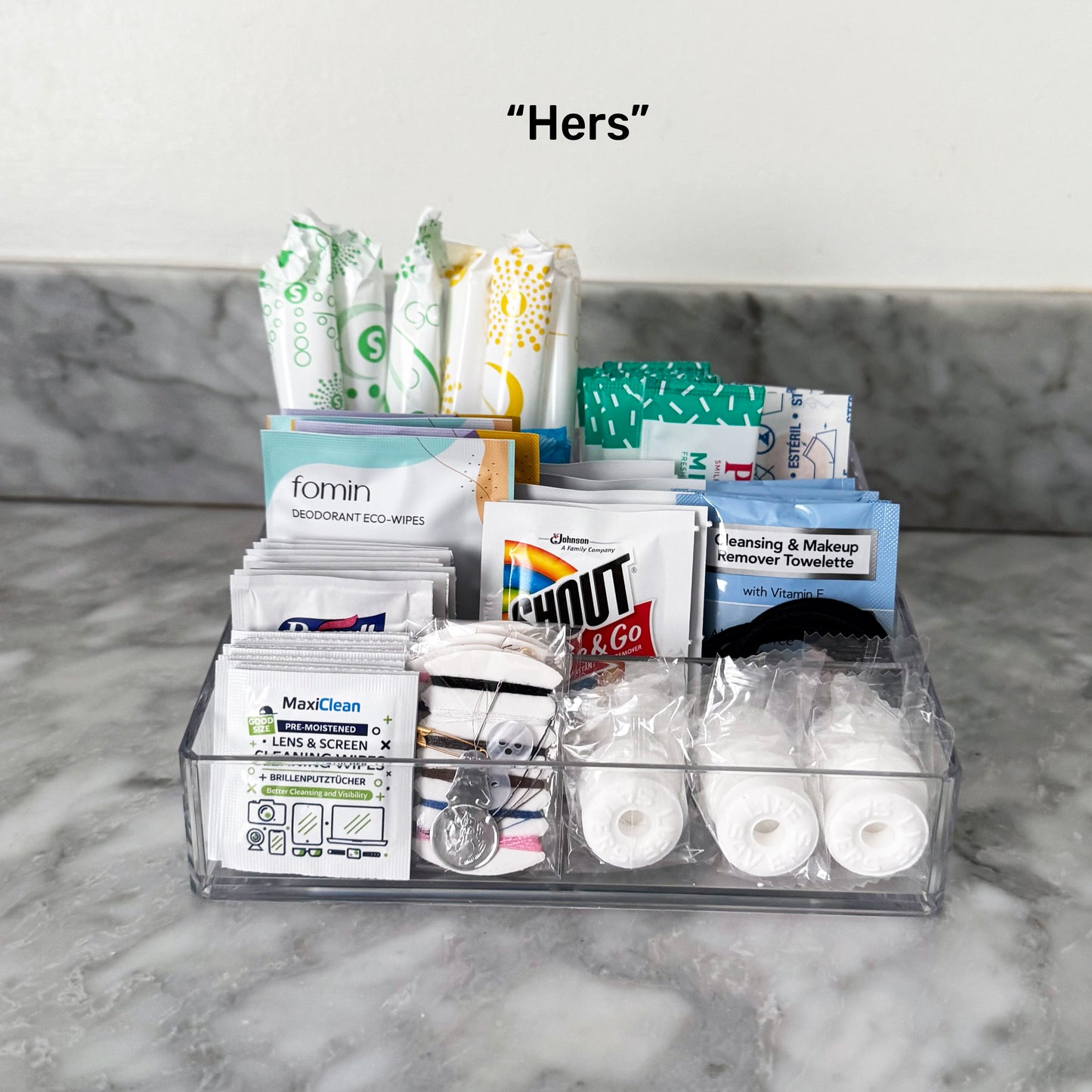 Deluxe His and Hers Wedding Bathroom Trays - 4 Compartment Bathroom Amenities Trays