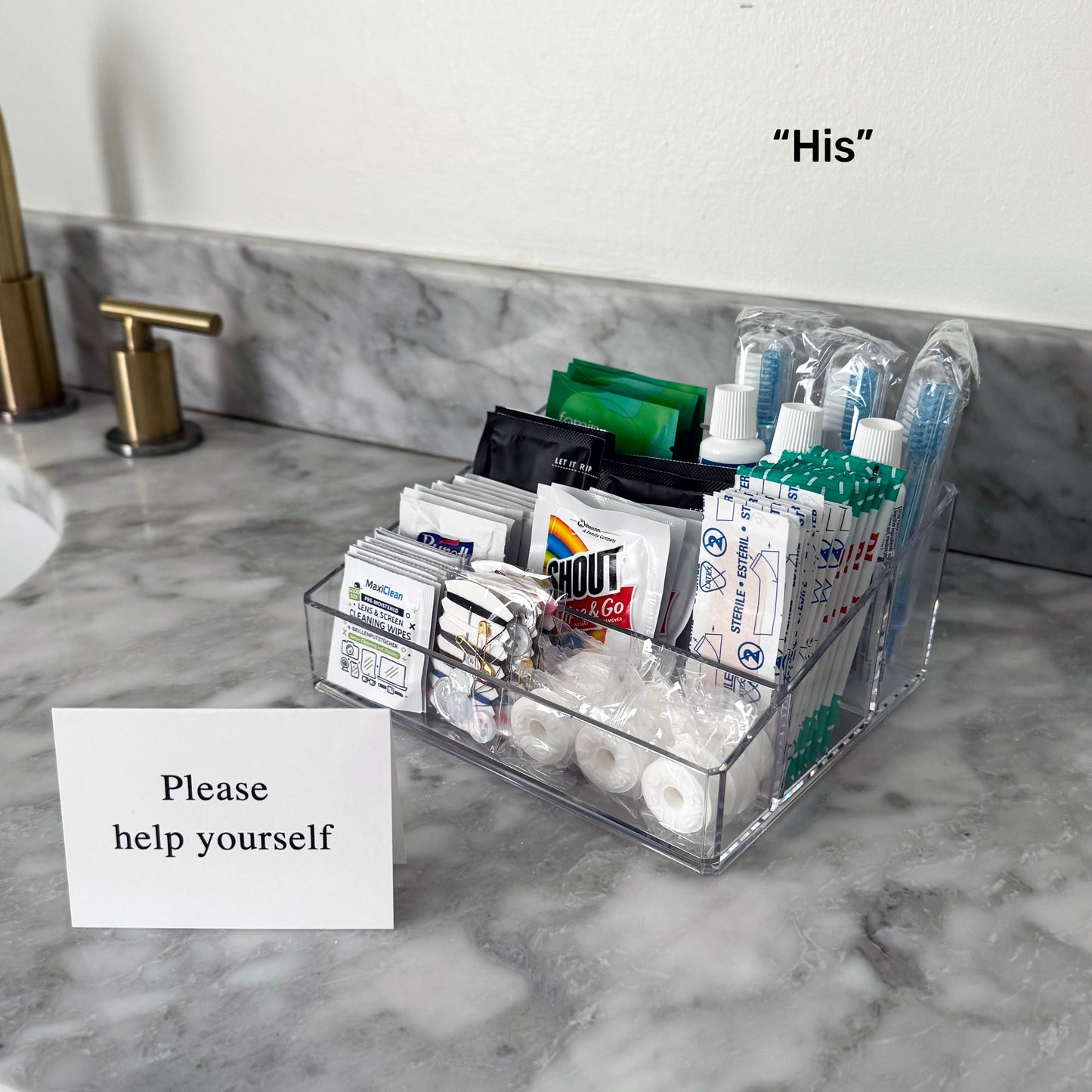 Deluxe His and Hers Wedding Bathroom Trays - 4 Compartment Bathroom Amenities Trays