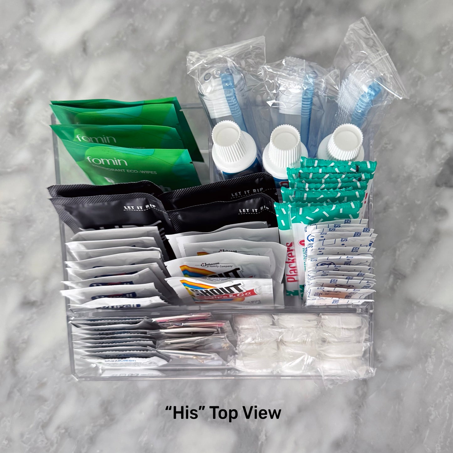 Deluxe His and Hers Wedding Bathroom Trays - 4 Compartment Bathroom Amenities Trays
