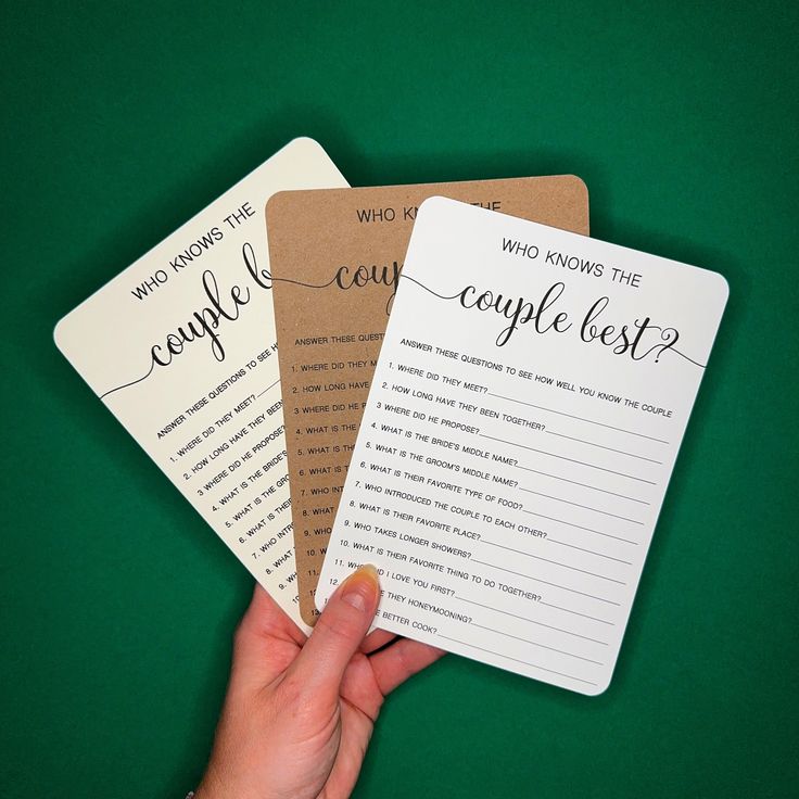 Who knows the Couple Best? Wedding Card Game