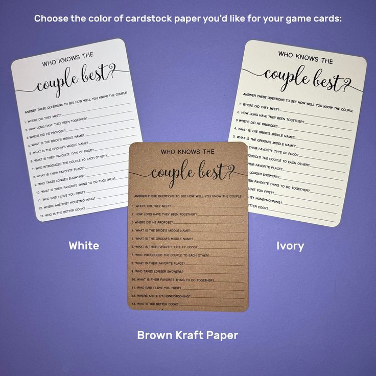 Who knows the Couple Best? Wedding Card Game