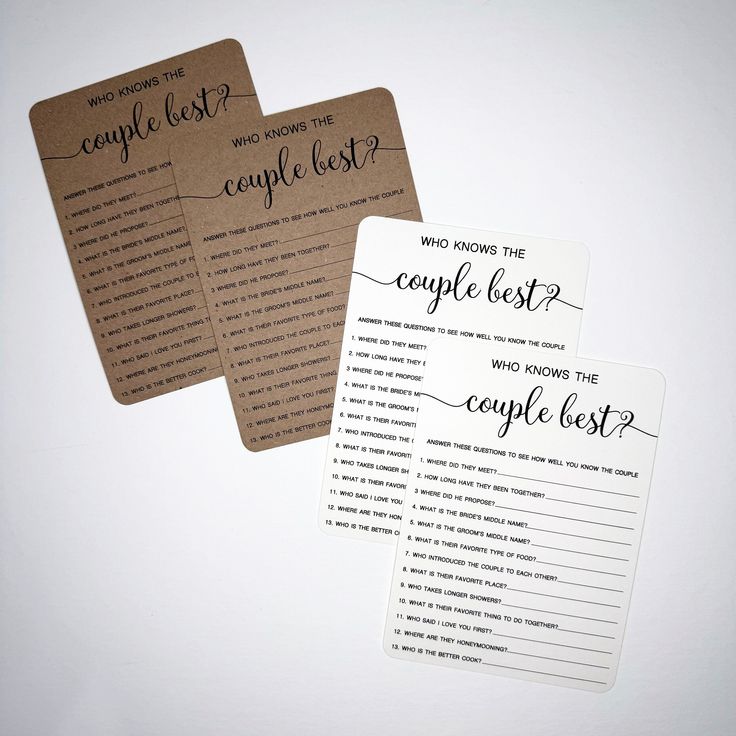 Who knows the Couple Best? Wedding Cards - Digital Download