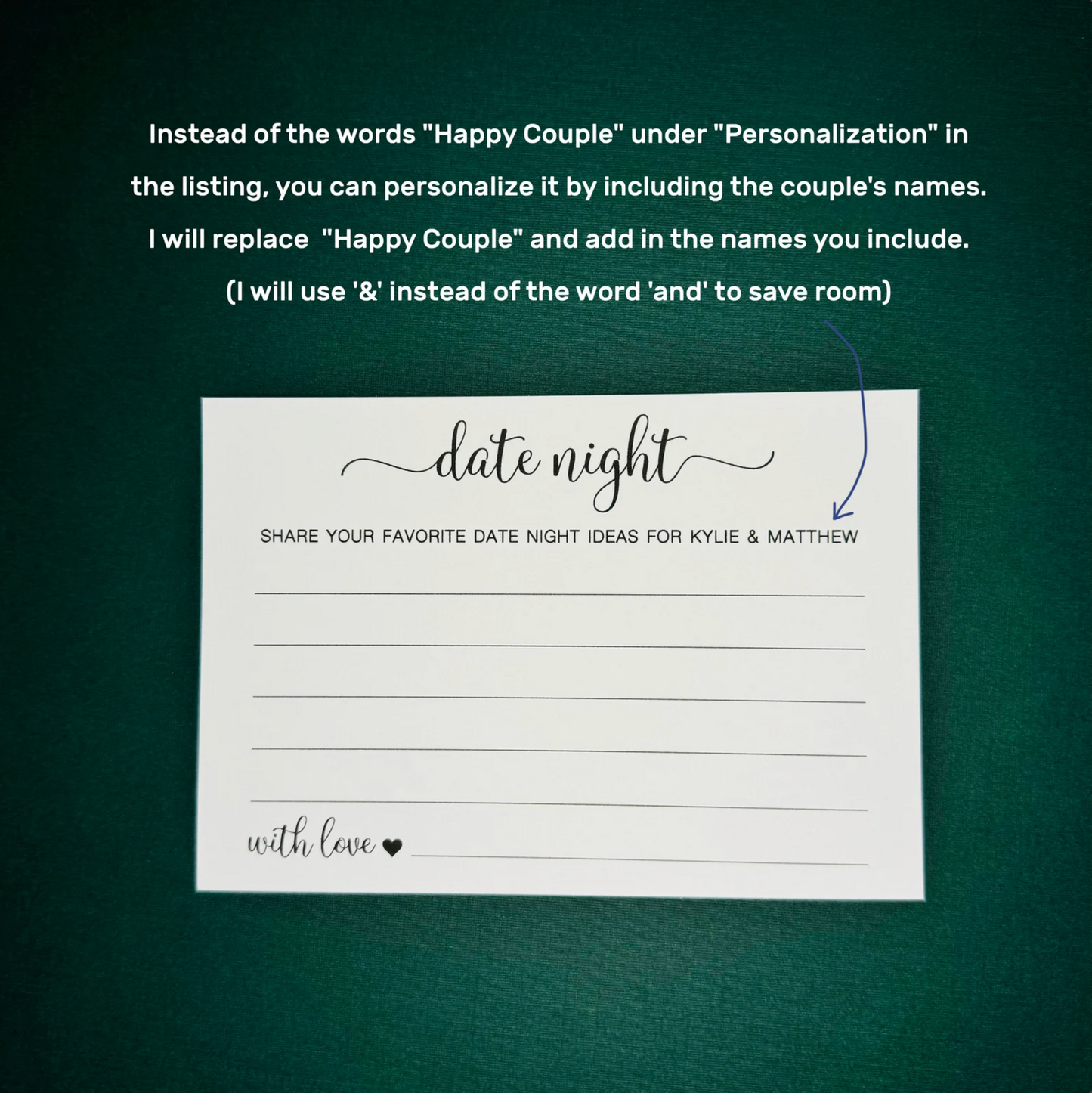 Date Night Cards for the happy Couple - Rehearsal Dinner, Engagement Shower, or Wedding Game