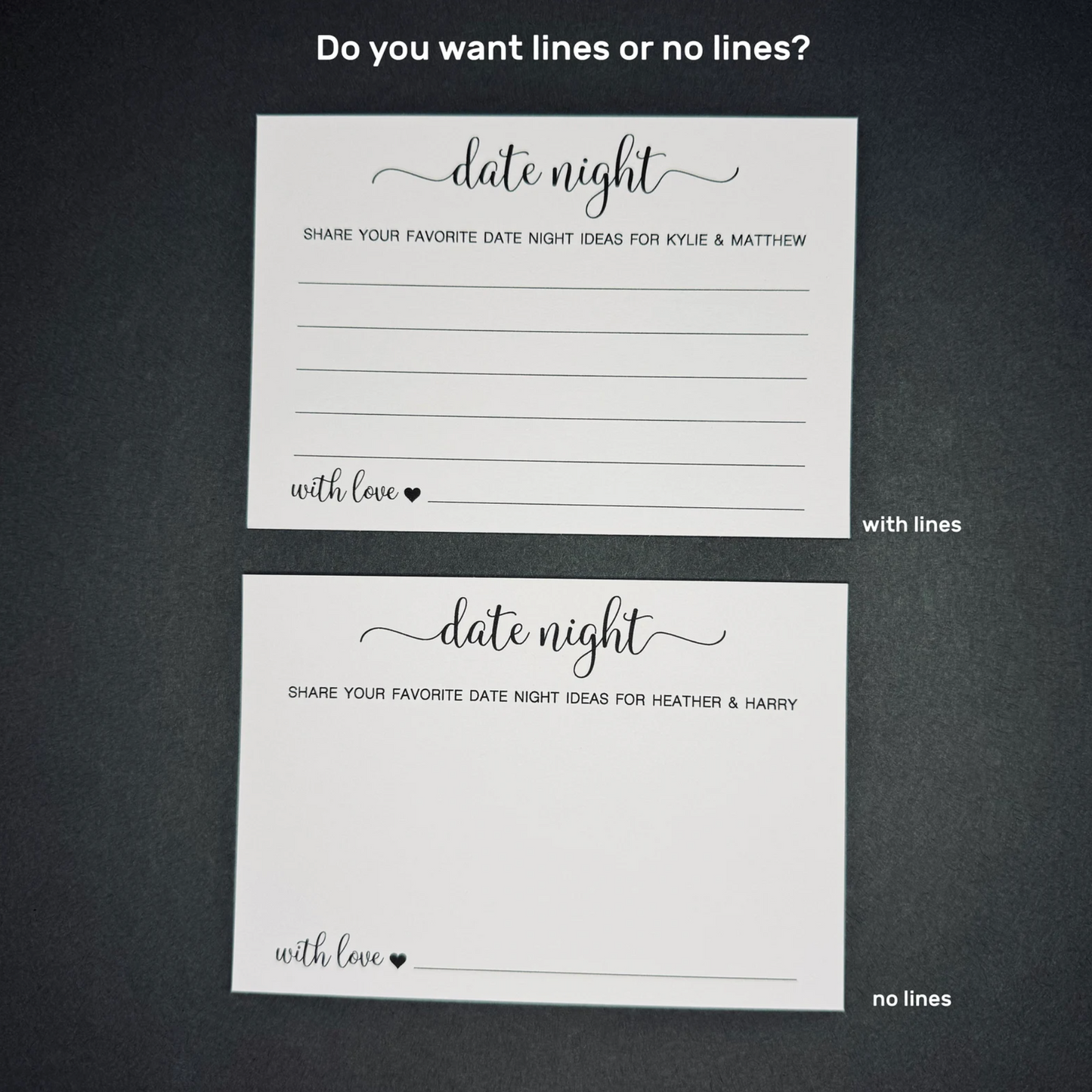 Date Night Cards for the happy Couple - Rehearsal Dinner, Engagement Shower, or Wedding Game