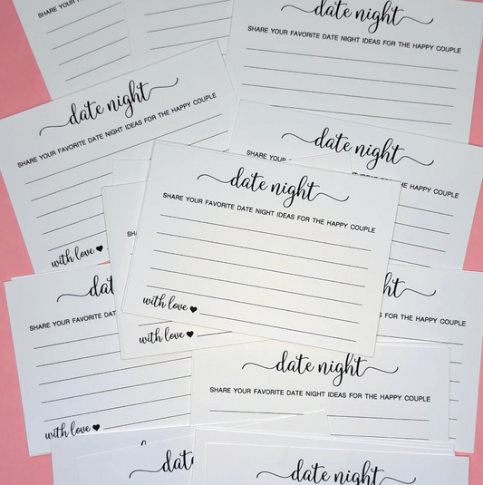 Date Night Cards for the happy Couple - Rehearsal Dinner, Engagement Shower, or Wedding Game