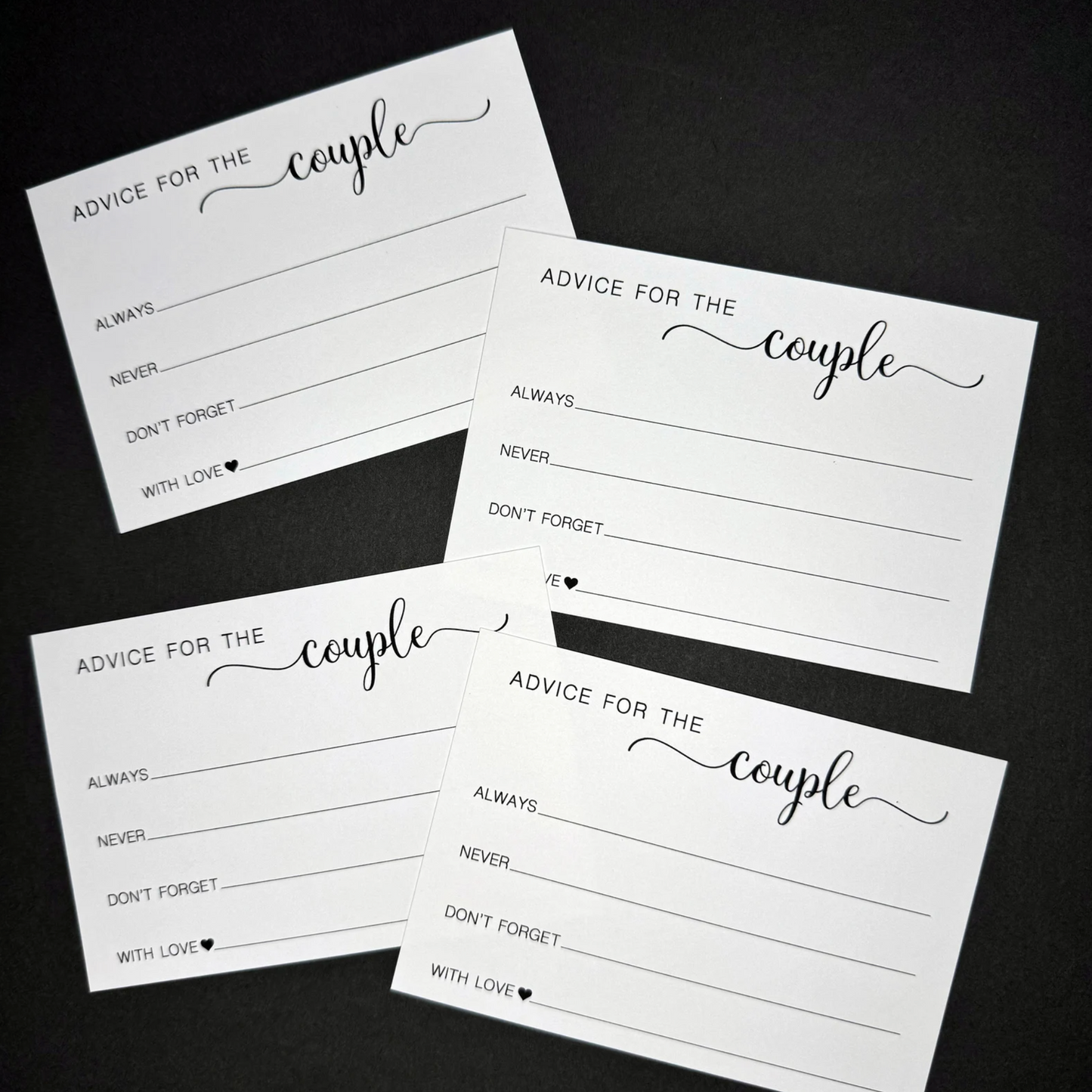 Advice for the Couple Cards: Always, Never, Don't forget...