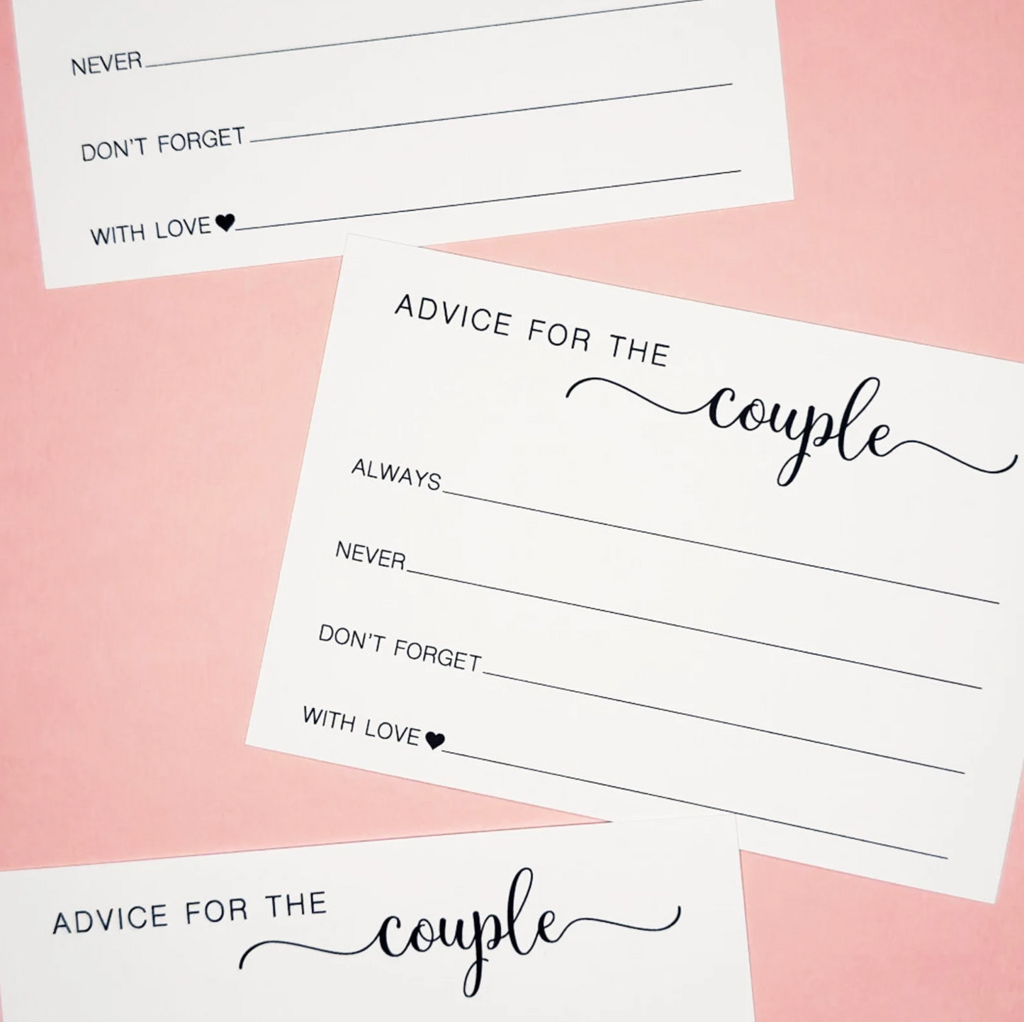 Advice for the Couple Cards: Always, Never, Don't forget...