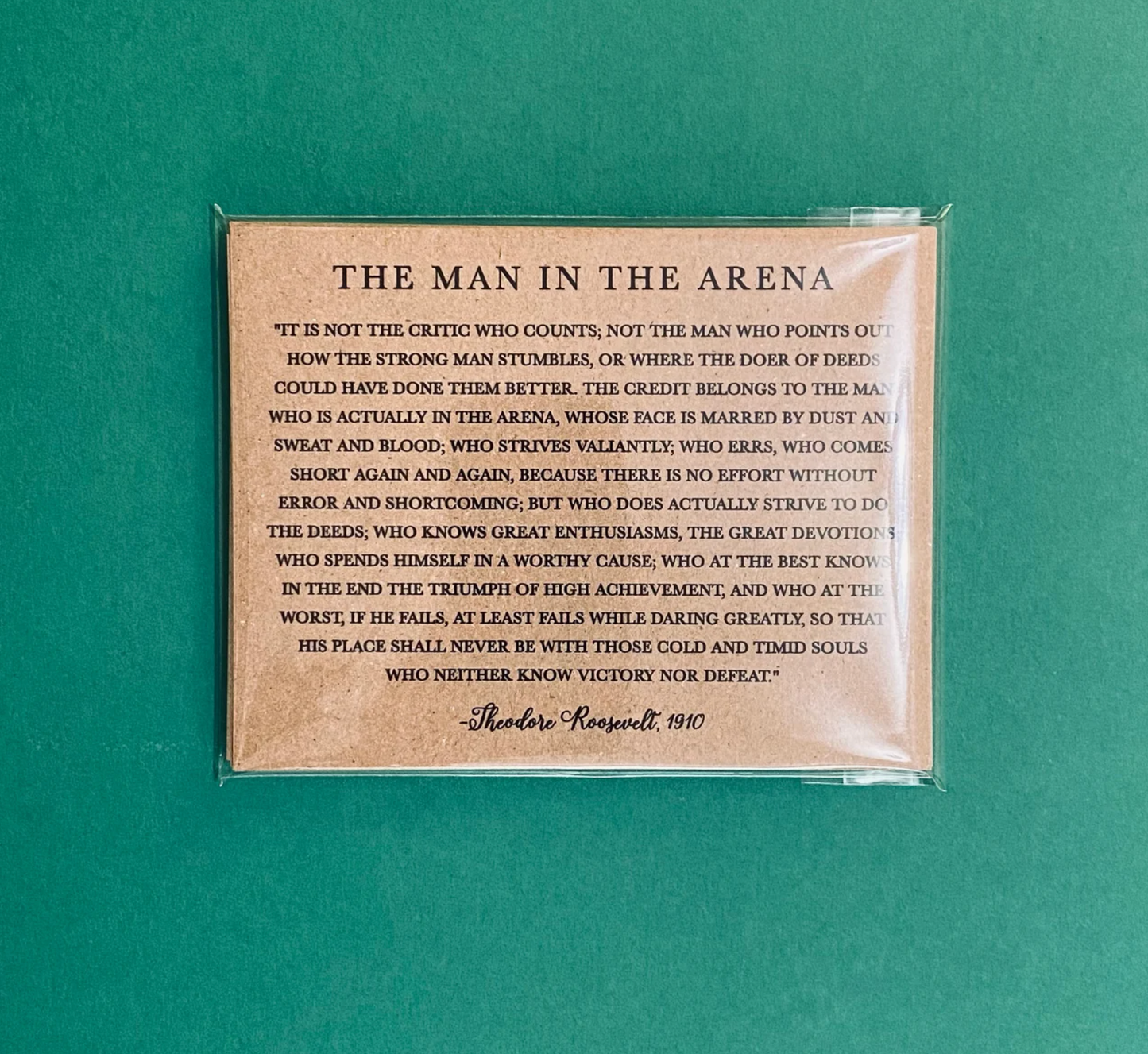 The Man in the Arena Card - Theodore Roosevelt Quote - Flat Card - Daring Greatly Inspirational Card - Pick Card Color - 1910 - For Him