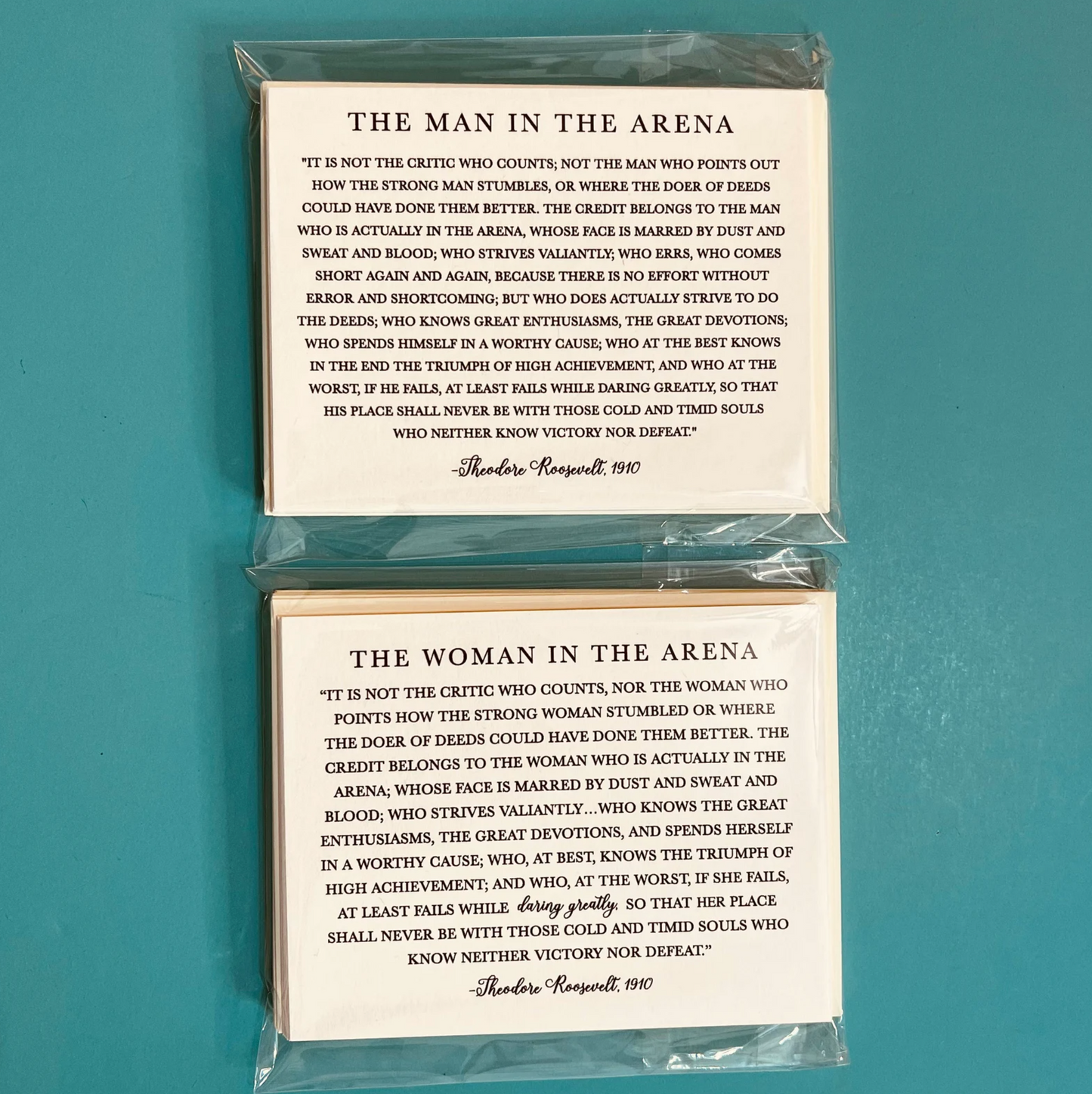 The Man in the Arena Card - Theodore Roosevelt Quote - Flat Card - Daring Greatly Inspirational Card - Pick Card Color - 1910 - For Him