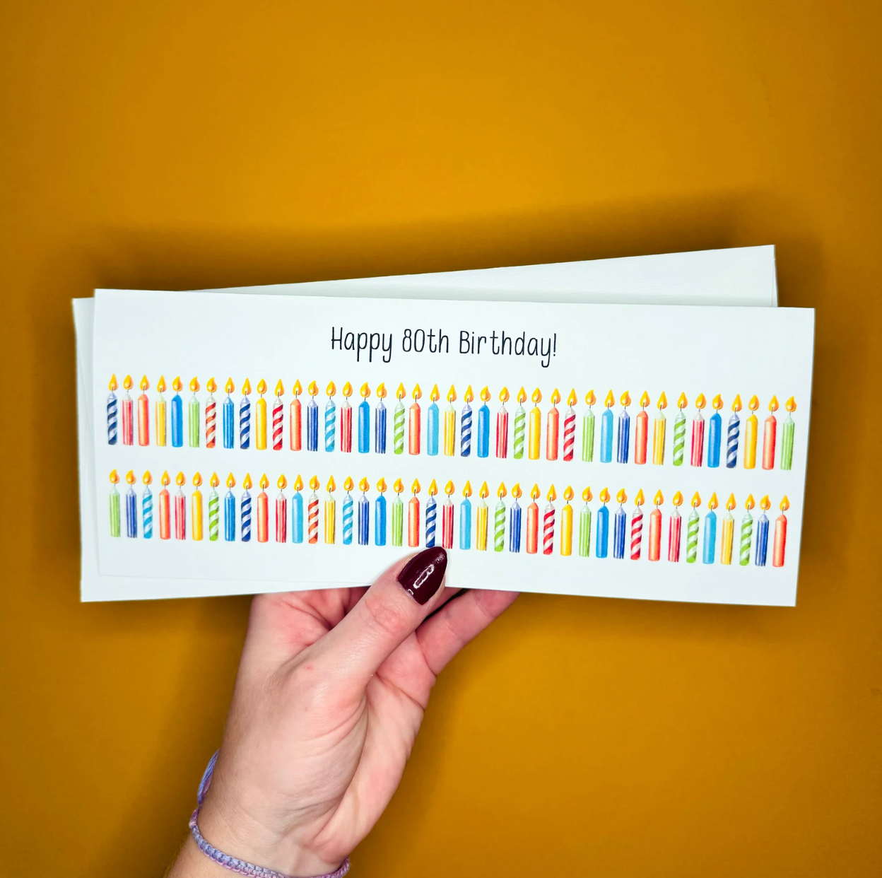 Happy 80th Birthday Card - Candle Card