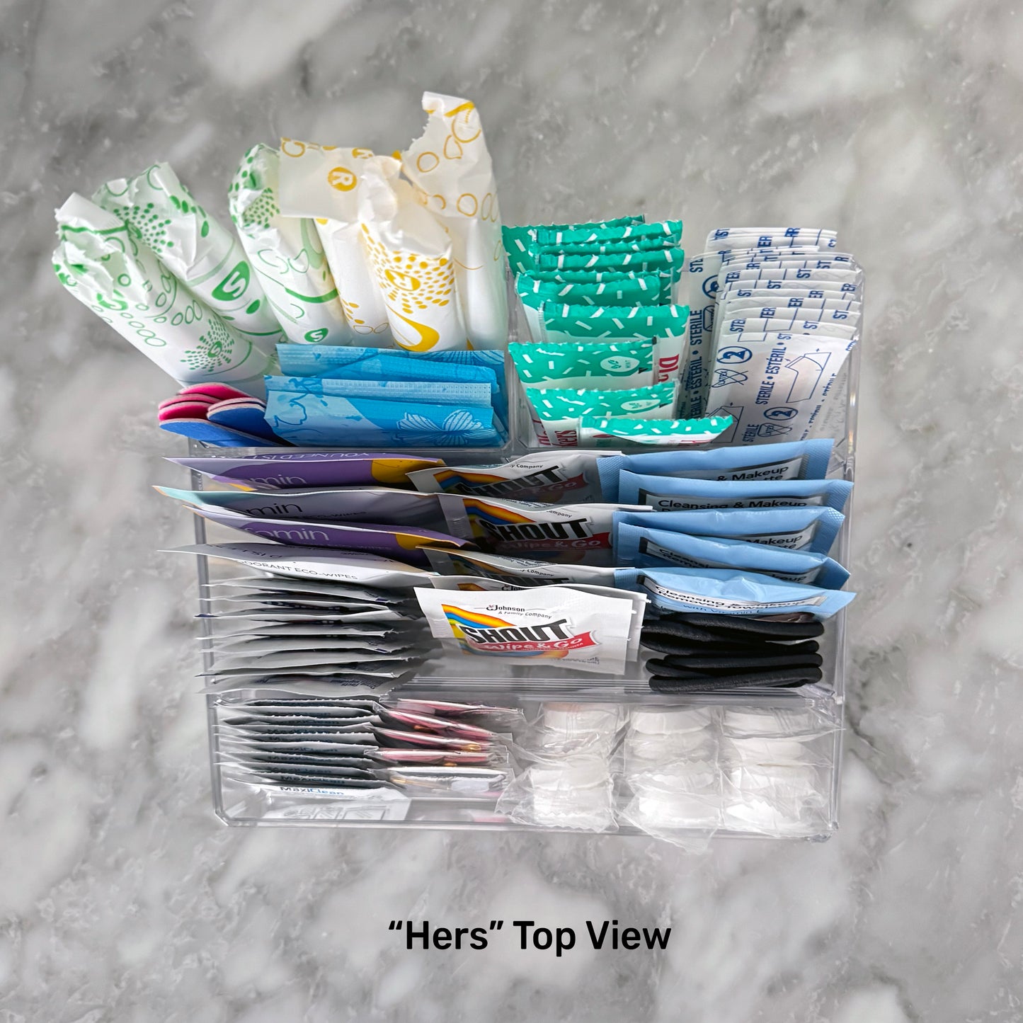 Deluxe His and Hers Wedding Bathroom Trays - 4 Compartment Bathroom Amenities Trays