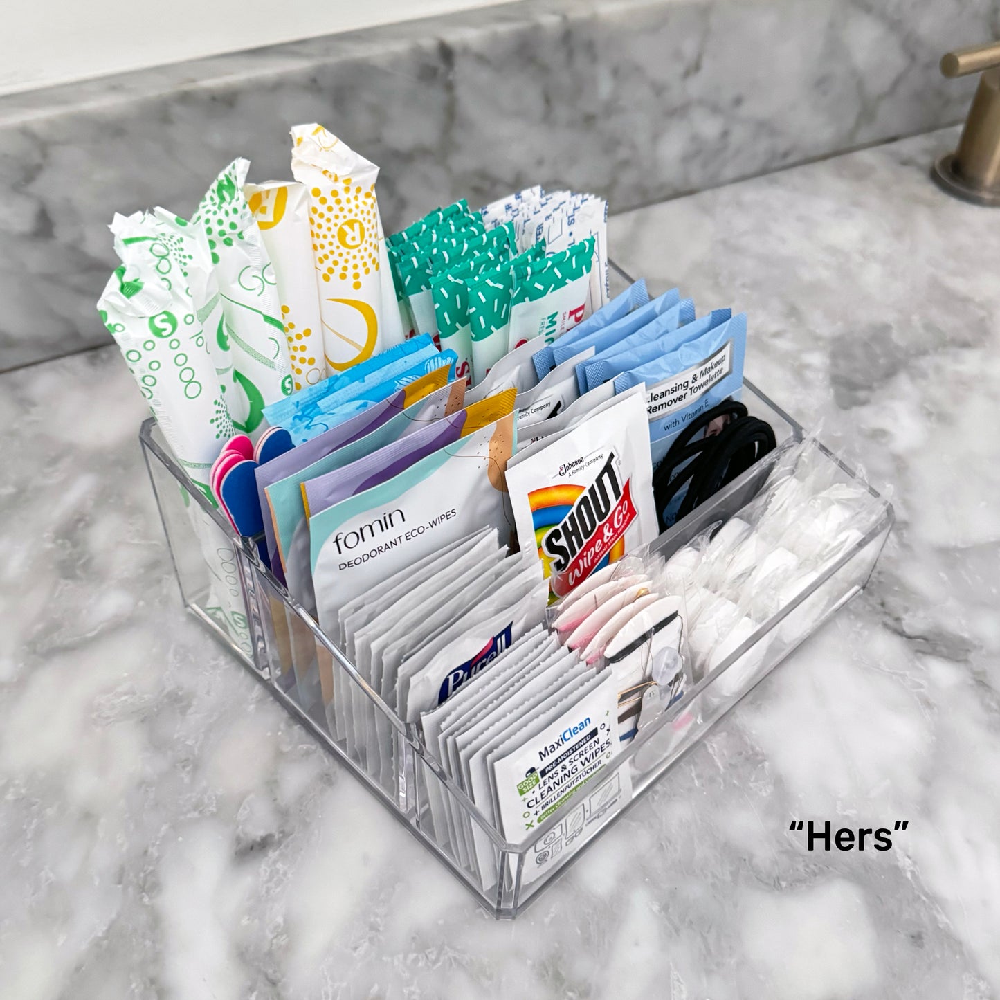 Deluxe His and Hers Wedding Bathroom Trays - 4 Compartment Bathroom Amenities Trays