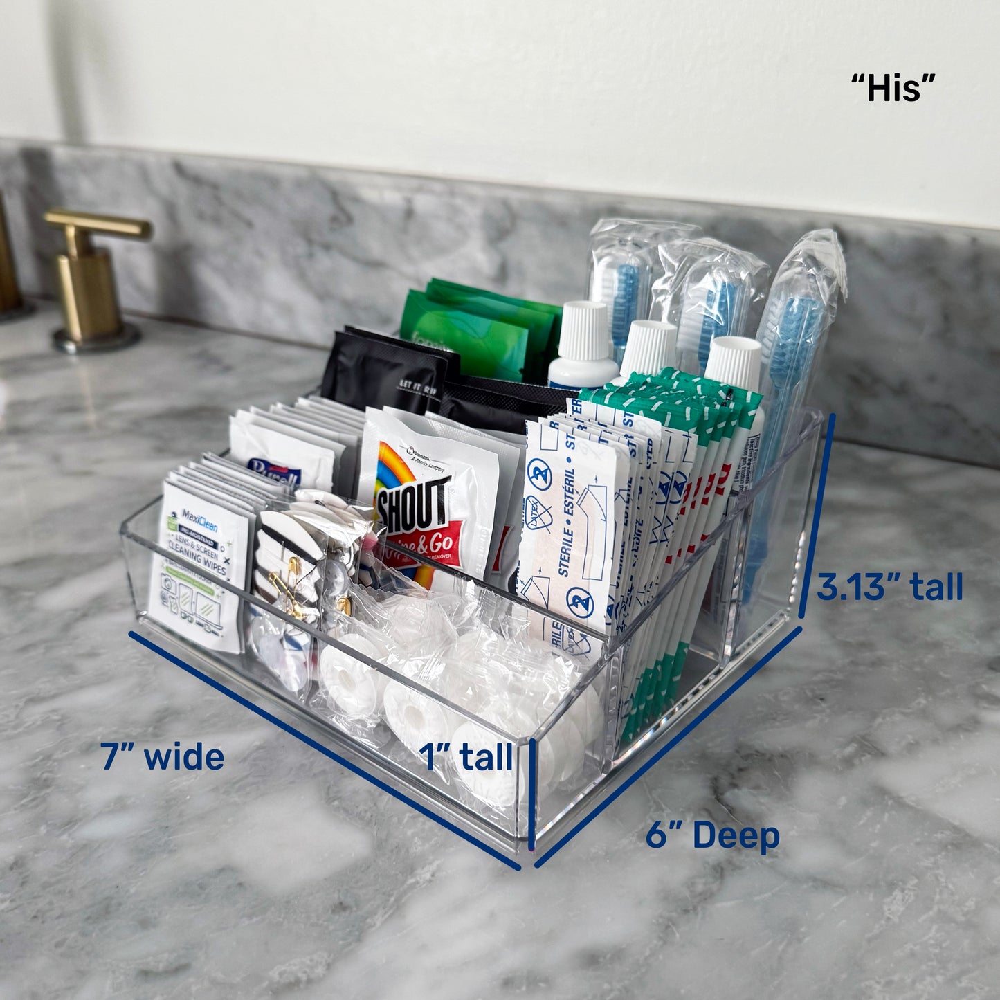Deluxe His and Hers Wedding Bathroom Trays - 4 Compartment Bathroom Amenities Trays