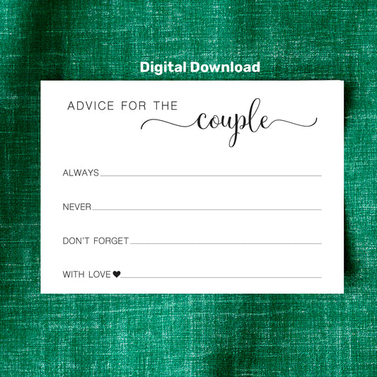 Advice for the Couple Cards: Always, Never, Don't forget...  Digital Download