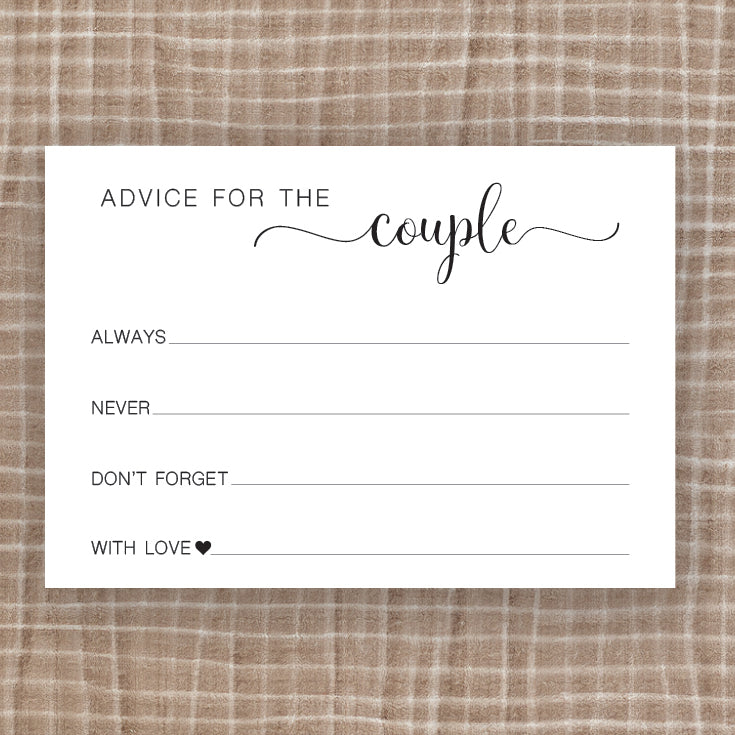 Advice for the Couple Cards: Always, Never, Don't forget...