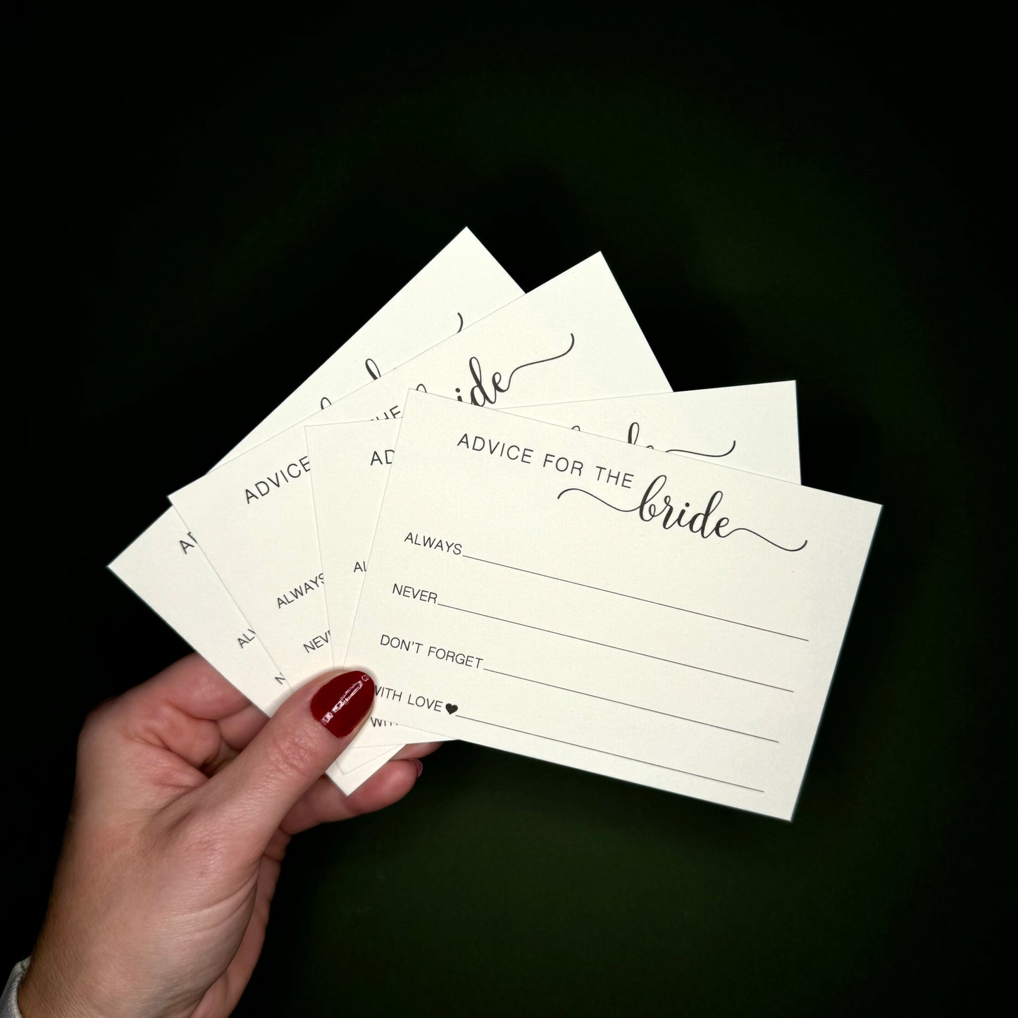 Advice for the Bride Cards: Always, Never, Don't forget...