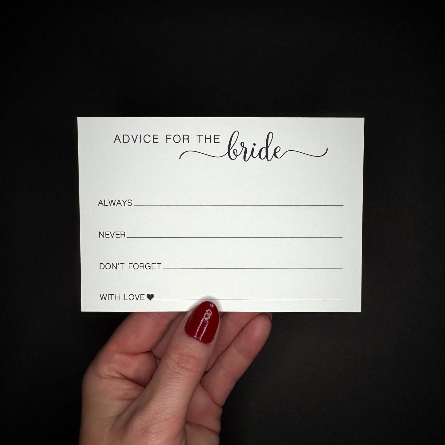 Advice for the Bride Cards: Always, Never, Don't forget...