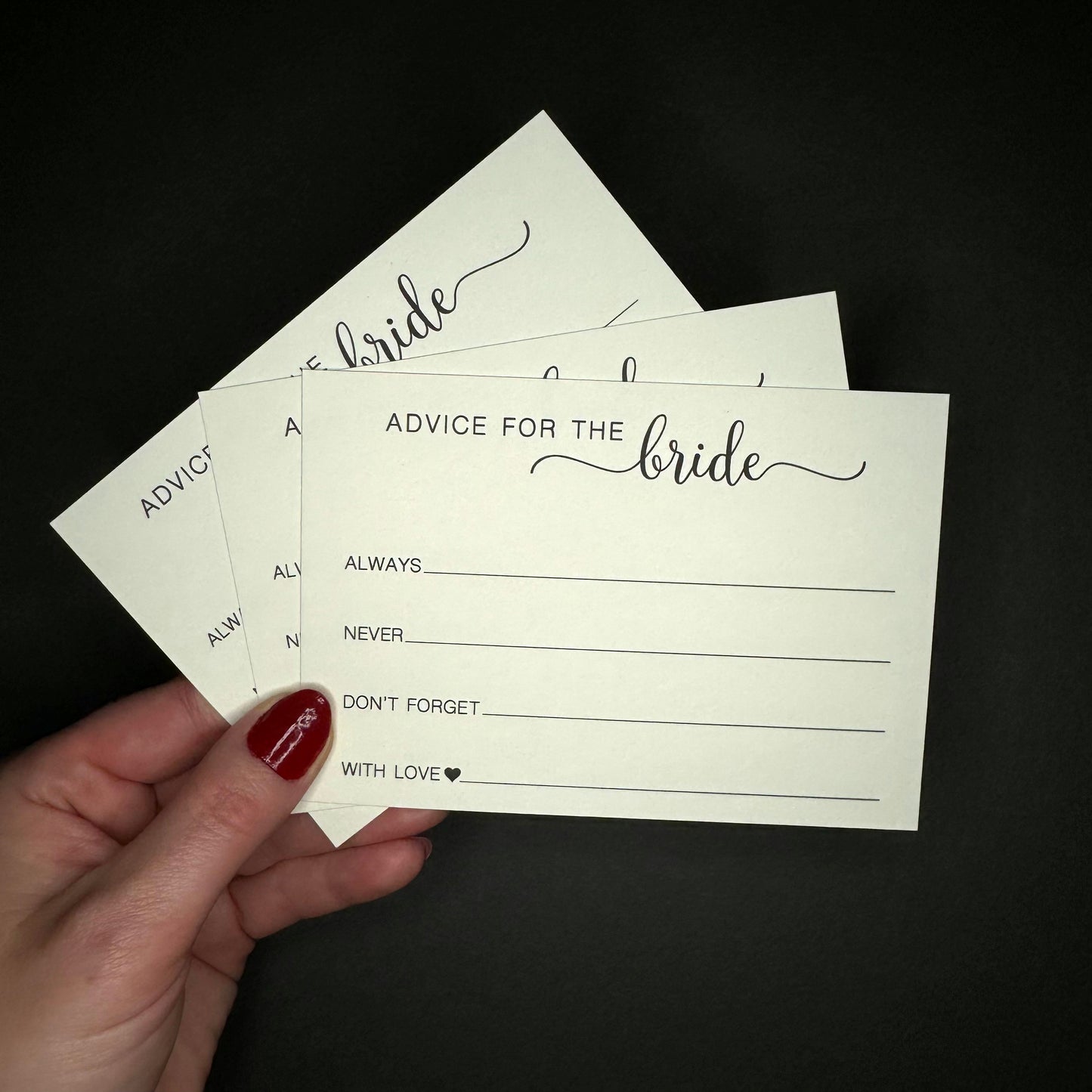 Advice for the Bride Cards: Always, Never, Don't forget...